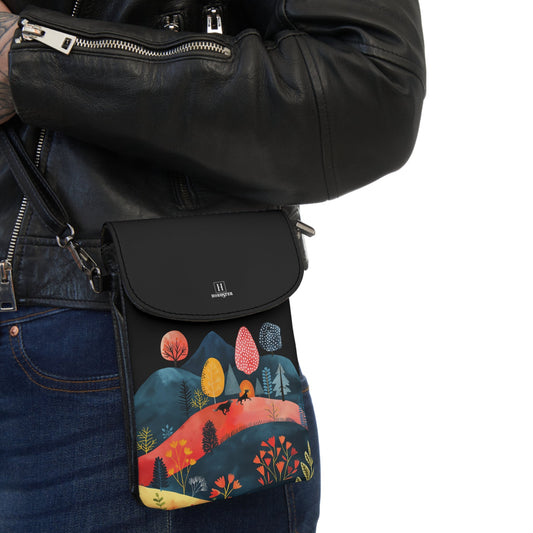 Cottage Core Small Cell Phone Wallet Featuring Dogs Running Free Design - Hobbster