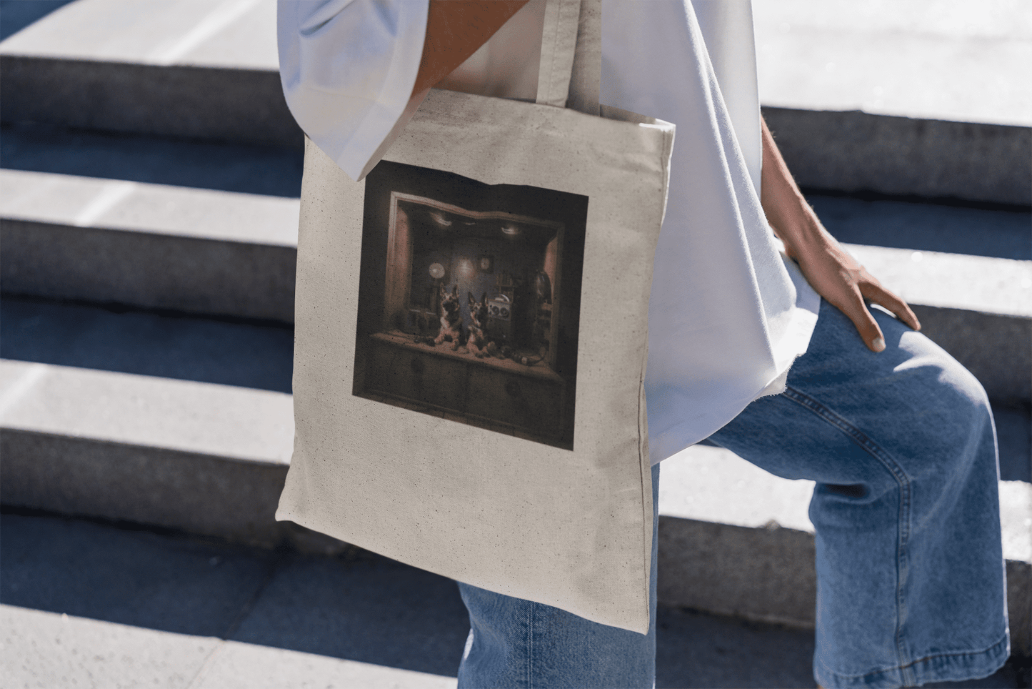 Cotton Tote Bag with German Shepherd dog design - Hobbster