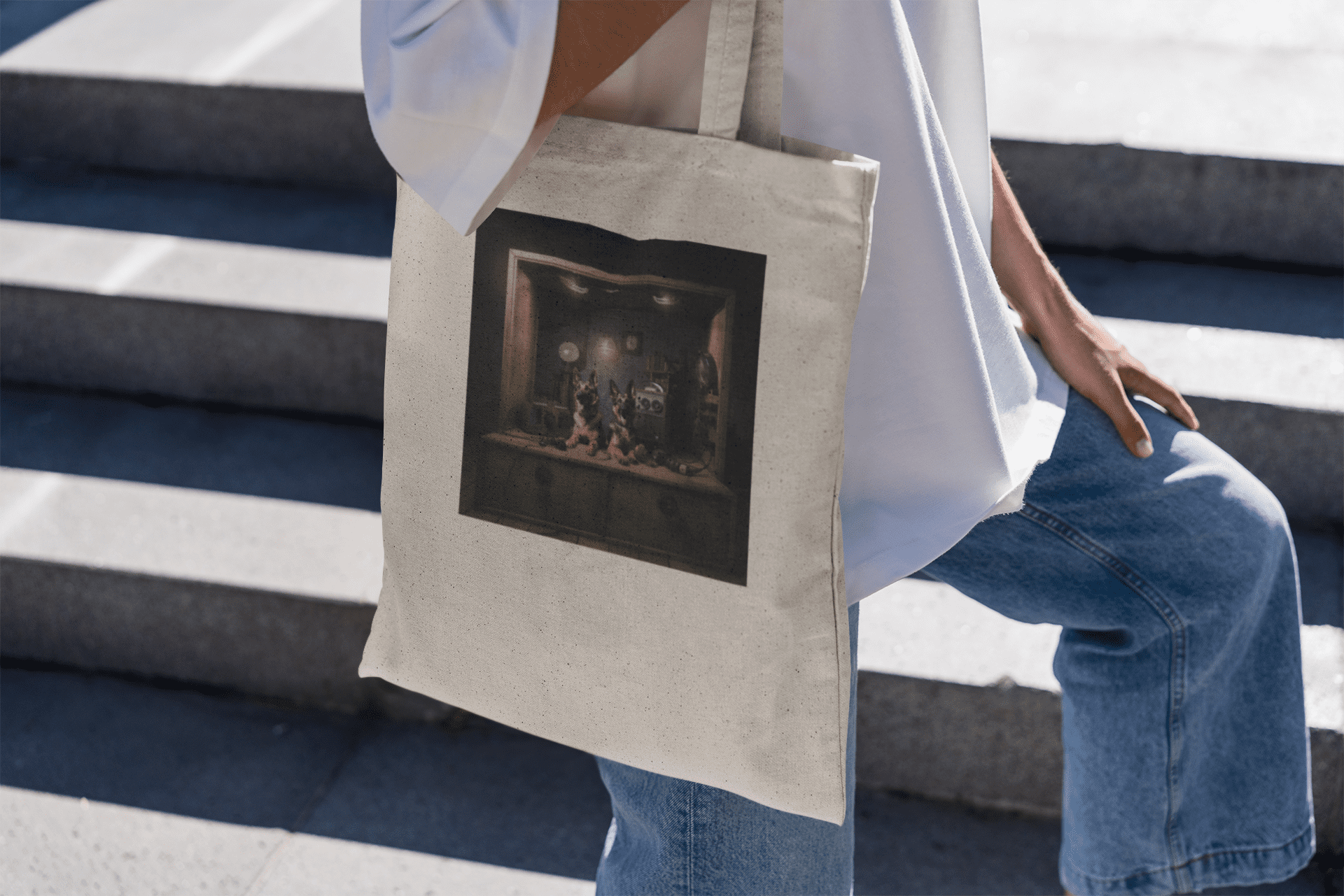 Cotton Tote Bag with German Shepherd dog design - Hobbster