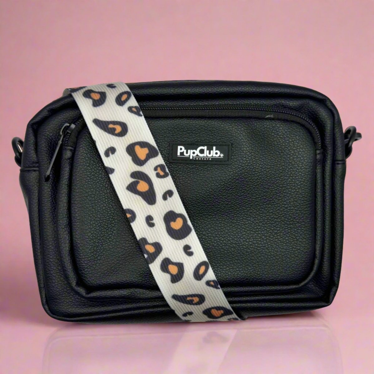 Crossbody Dog Walking Bag - Vegan Leather Black - Hobbster
