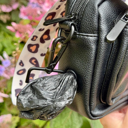 Crossbody Dog Walking Bag - Vegan Leather Black - Hobbster