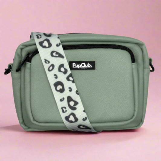 Crossbody Dog Walking Bag - Vegan Leather Sage Green - Hobbster