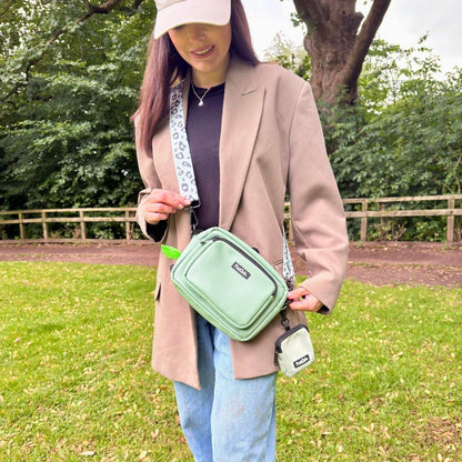 Crossbody Dog Walking Bag - Vegan Leather Sage Green - Hobbster