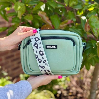 Crossbody Dog Walking Bag - Vegan Leather Sage Green - Hobbster