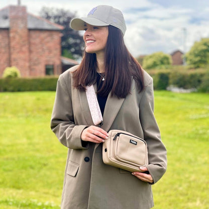 Crossbody Dog Walking Bag - Vegan Leather Tan - Hobbster