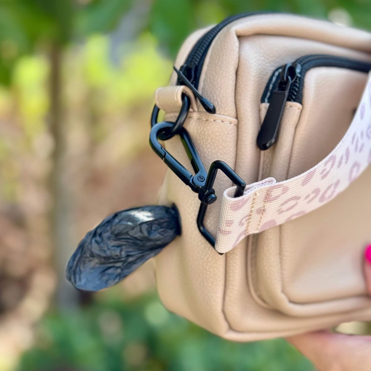 Crossbody Dog Walking Bag - Vegan Leather Tan - Hobbster