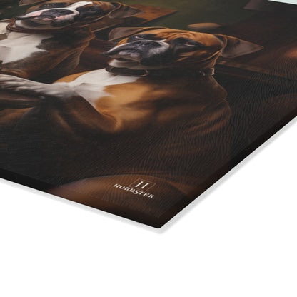 Custom design glass Cutting Board featuring vintage Boxer dogs design - Hobbster
