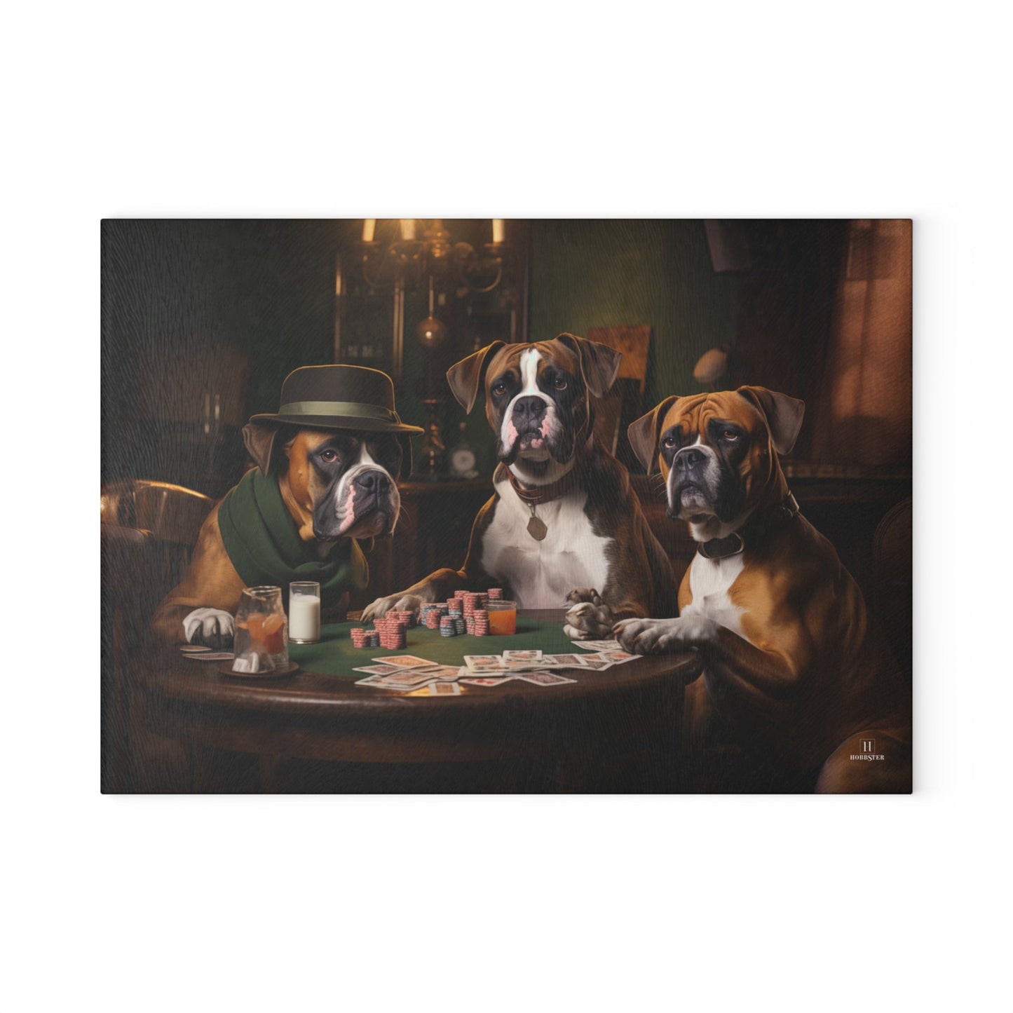 Custom design glass Cutting Board featuring vintage Boxer dogs design - Hobbster