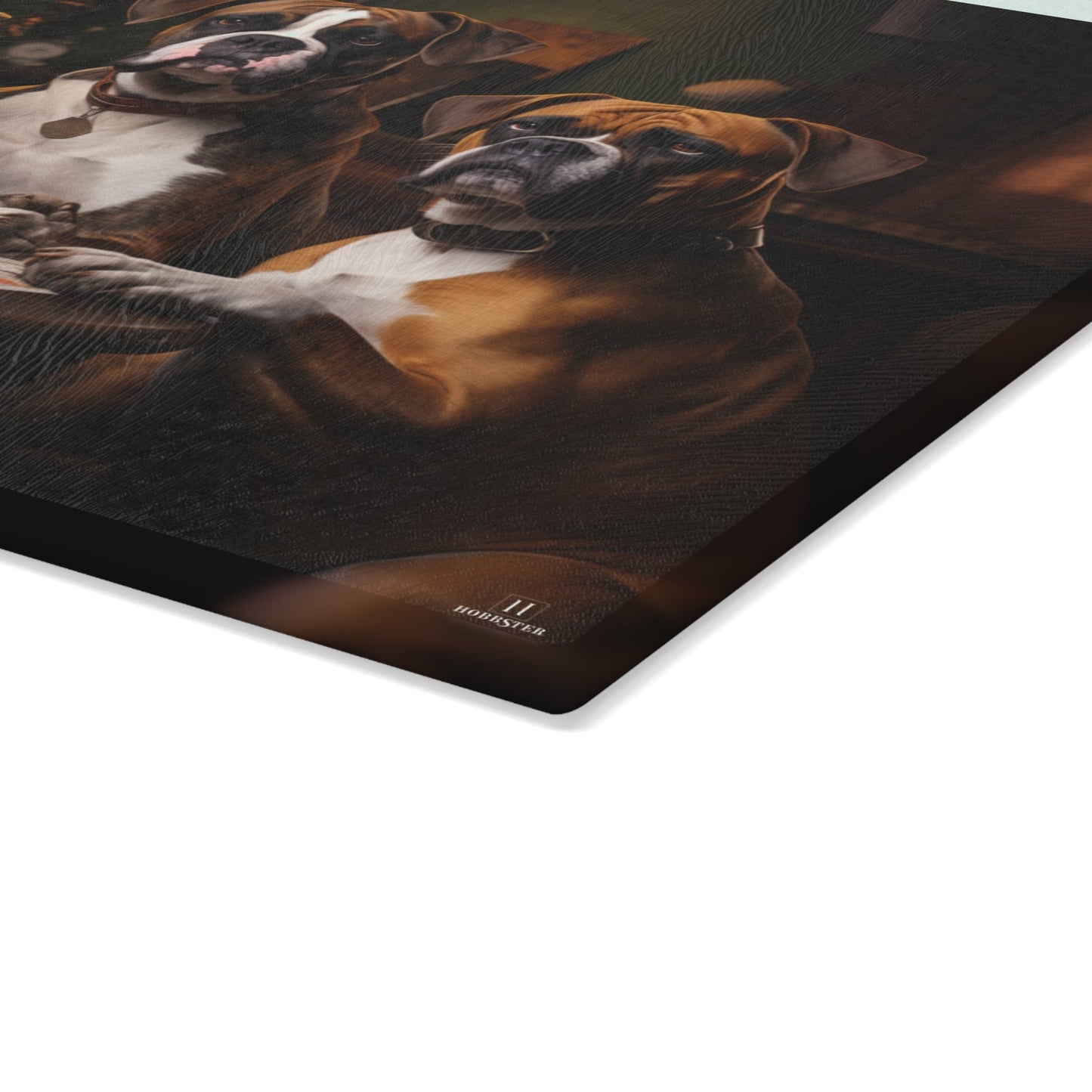 Custom design glass Cutting Board featuring vintage Boxer dogs design - Hobbster