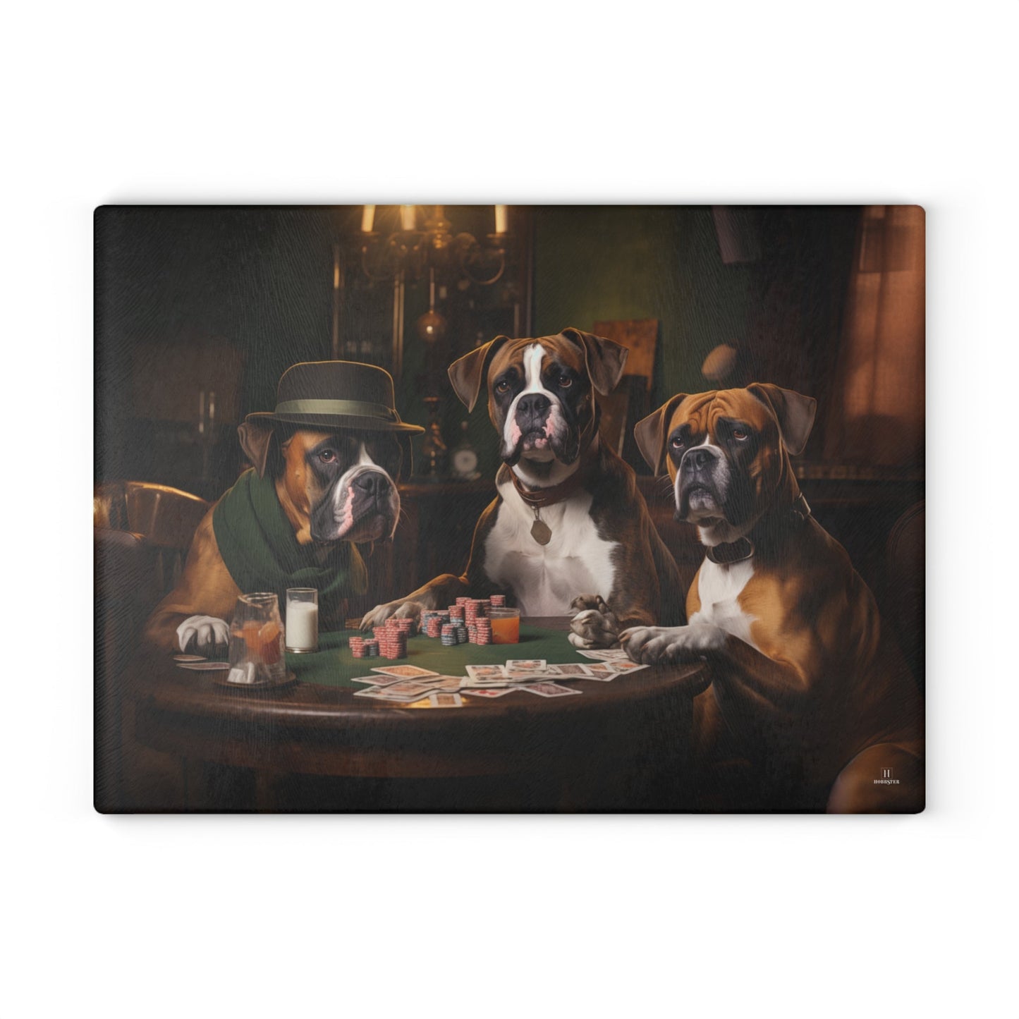 Custom design glass Cutting Board featuring vintage Boxer dogs design - Hobbster