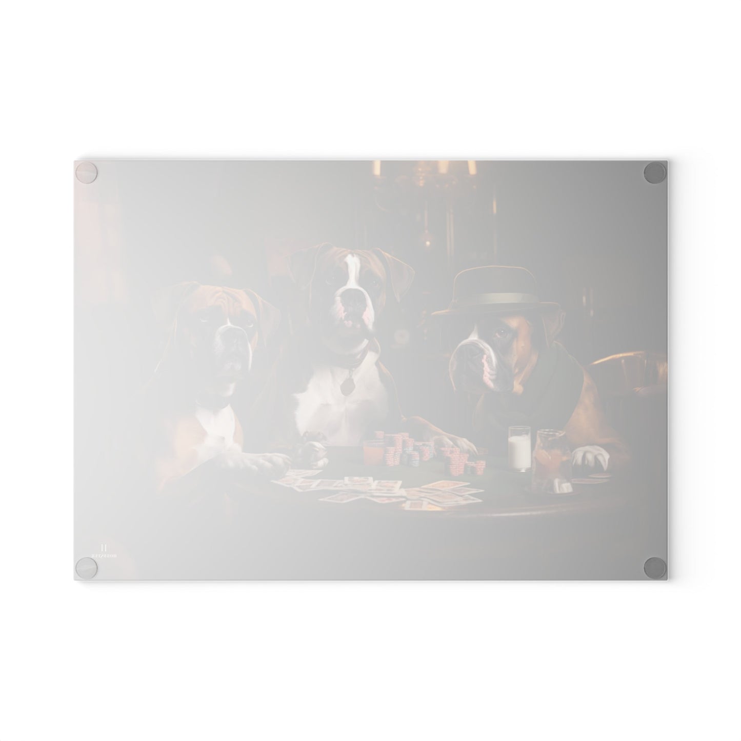 Custom design glass Cutting Board featuring vintage Boxer dogs design - Hobbster