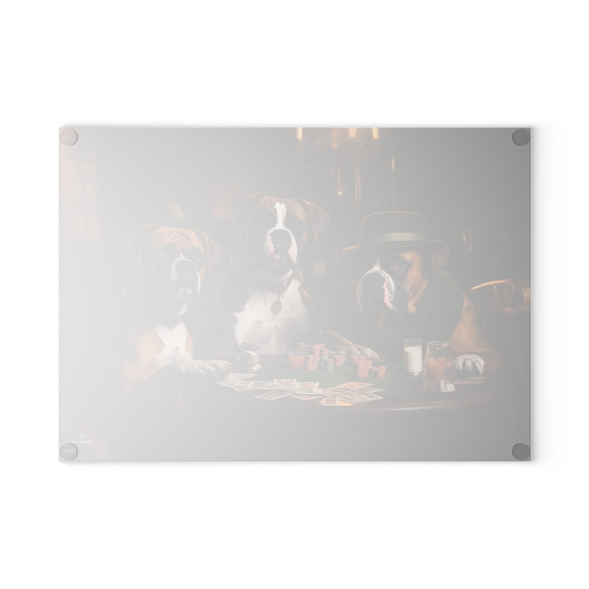 Custom design glass Cutting Board featuring vintage Boxer dogs design - Hobbster