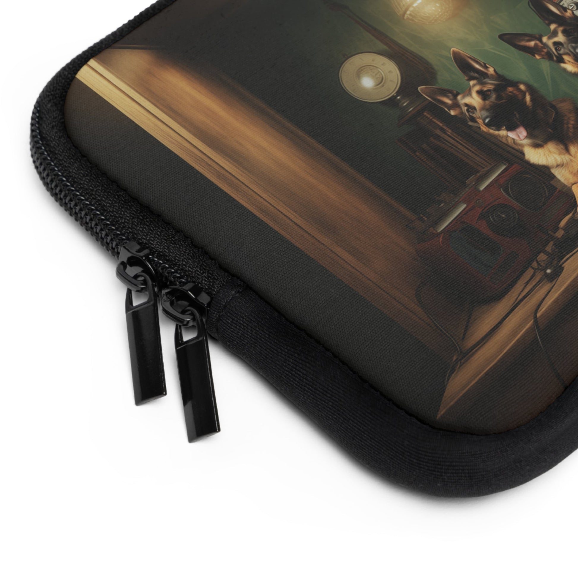 Custom Neoprene Laptop Sleeve featuring a vintage German Shepherd design - Hobbster