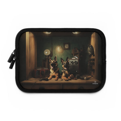 Custom Neoprene Laptop Sleeve featuring a vintage German Shepherd design - Hobbster