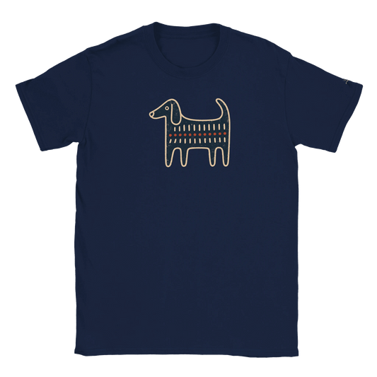 Retro Folk-Art Blue Dog Women's T-shirt - Hobbster