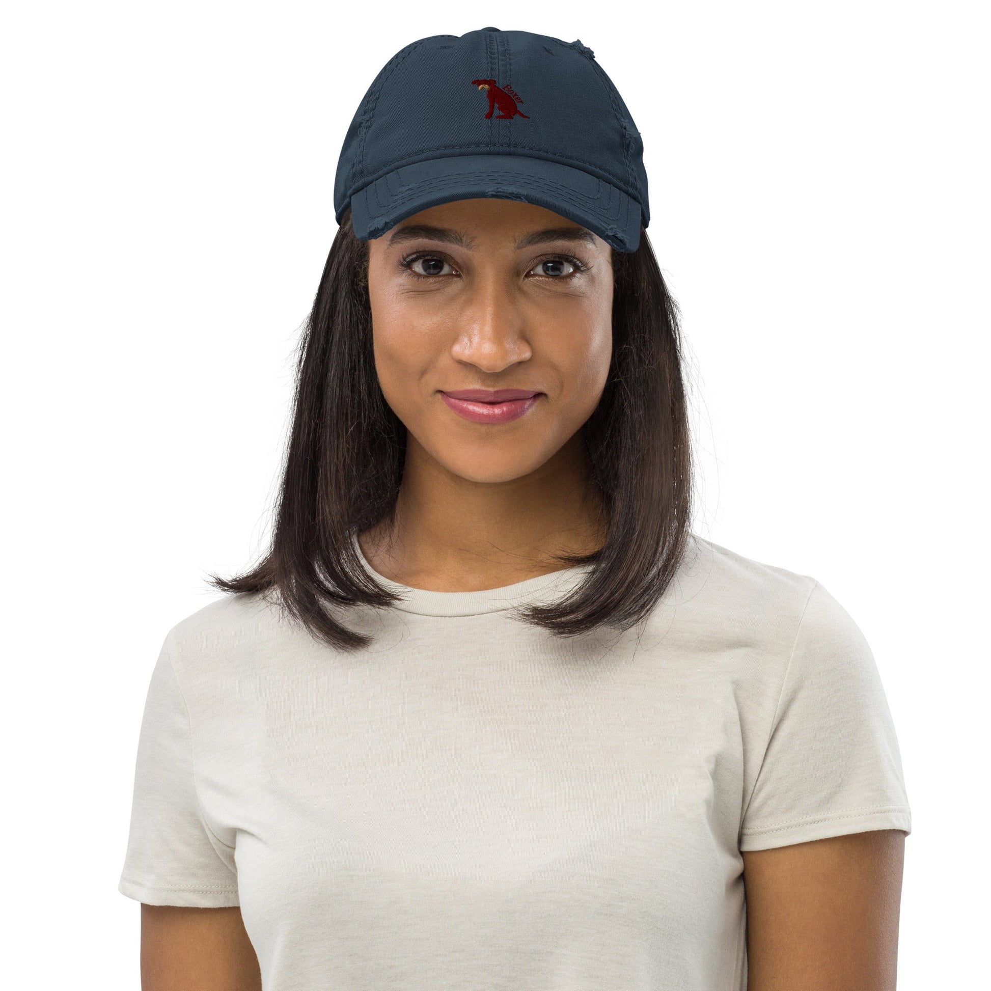 Distressed baseball Cap featuring Embroidered Boxer Logo - Hobbster