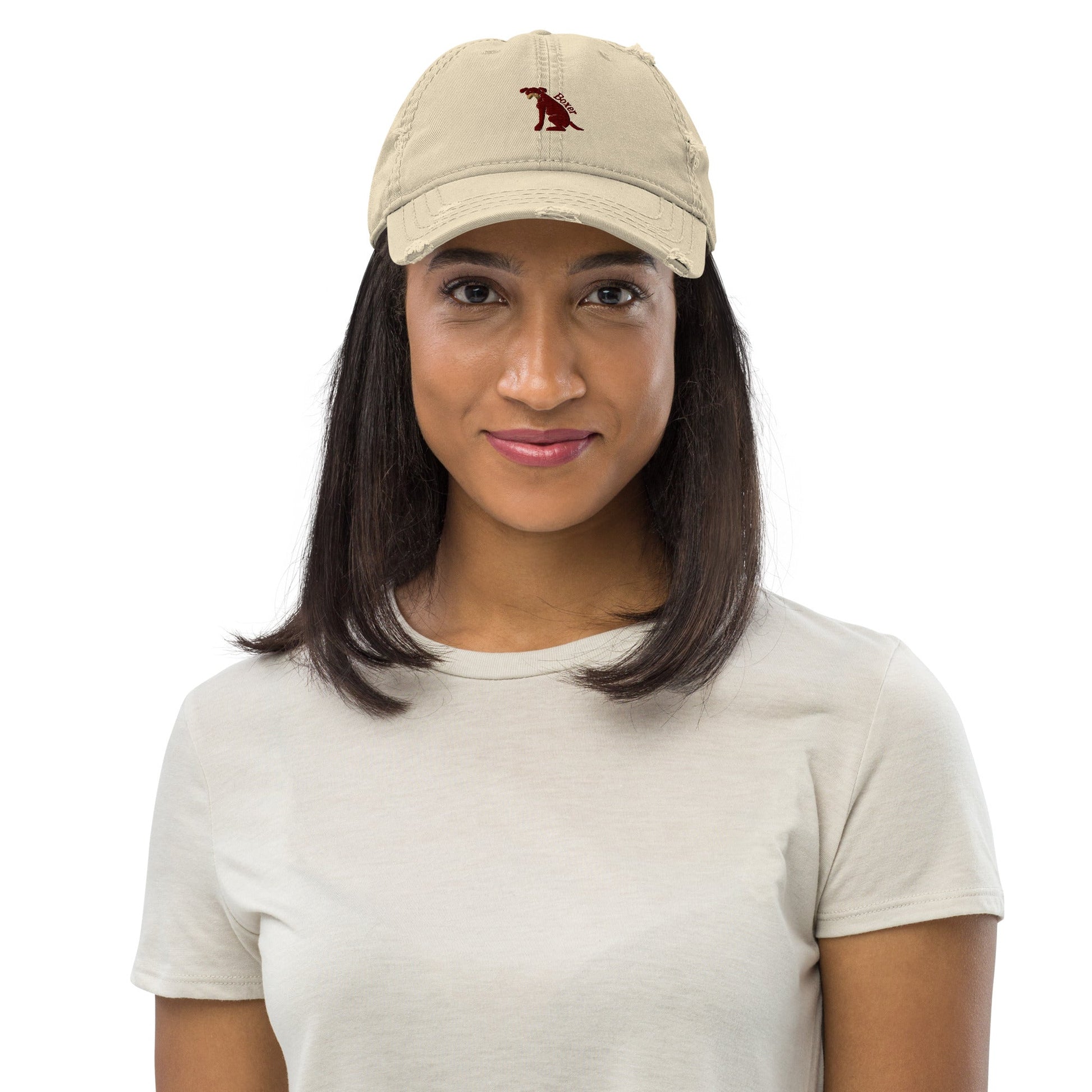 Distressed baseball Cap featuring Embroidered Boxer Logo - Hobbster