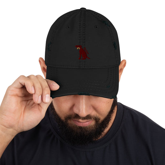 Distressed baseball Cap featuring Embroidered Boxer Logo - Hobbster