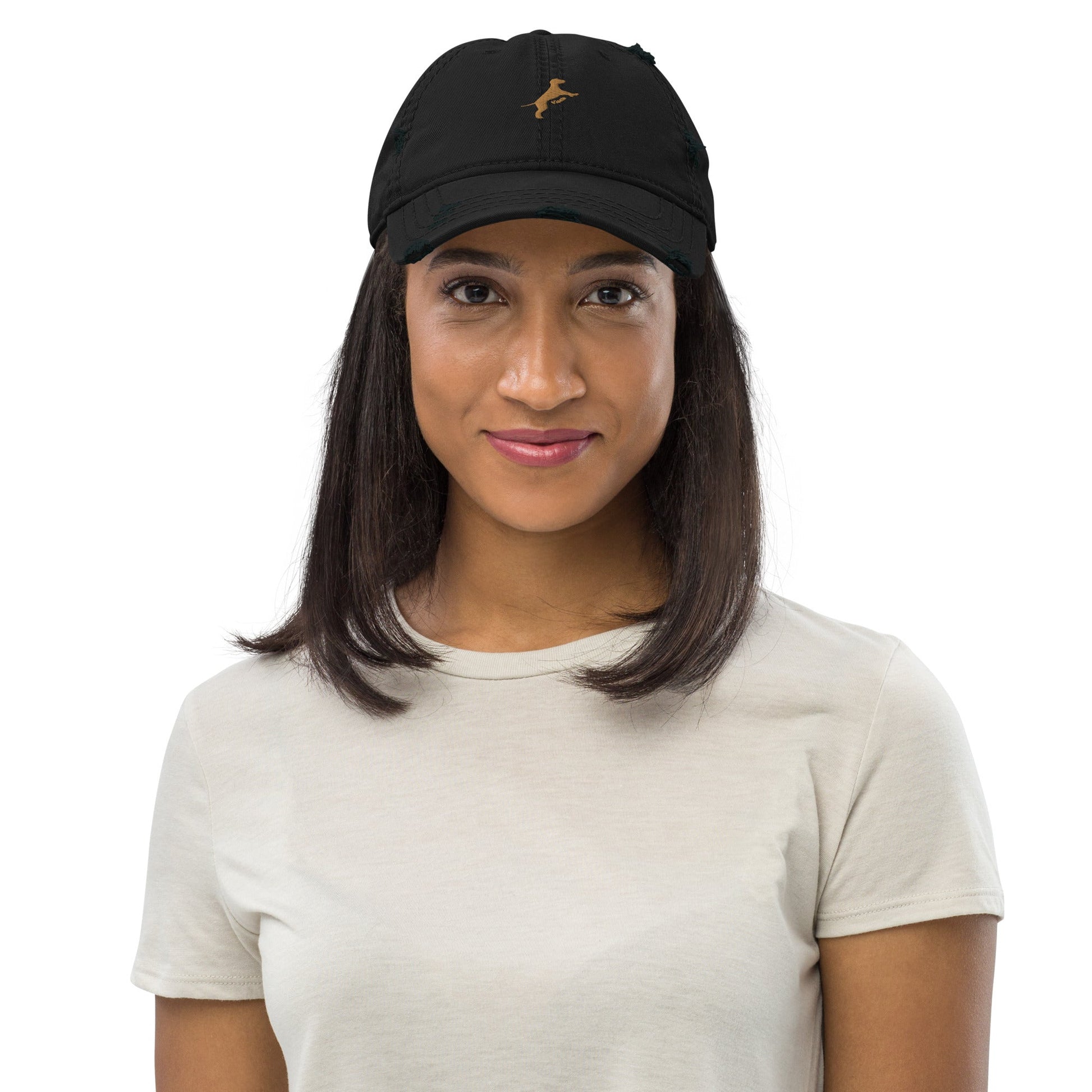 Distressed Baseball Cap featuring Embroidered Vizsla Logo - Hobbster