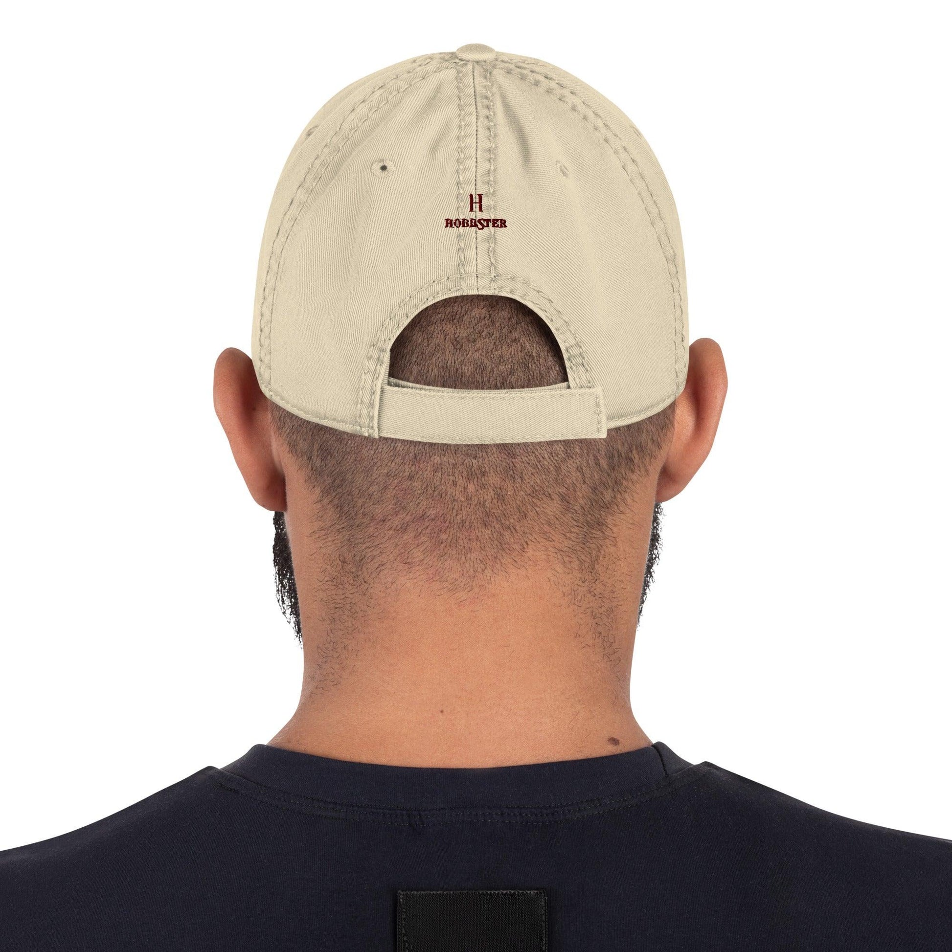 Distressed Dad Hat with Embroidered Doberman Logo. - Hobbster