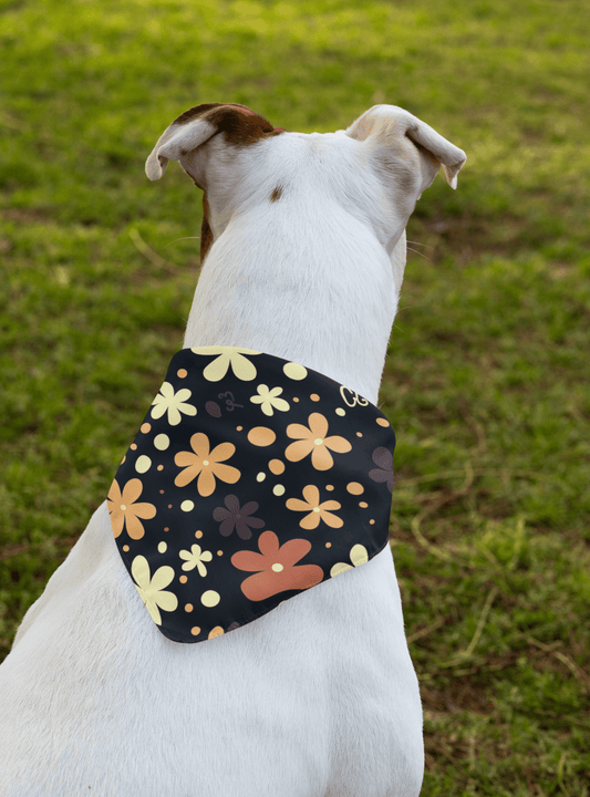 Dog Bandana featuring unique multicolour boho flower design - Hobbster