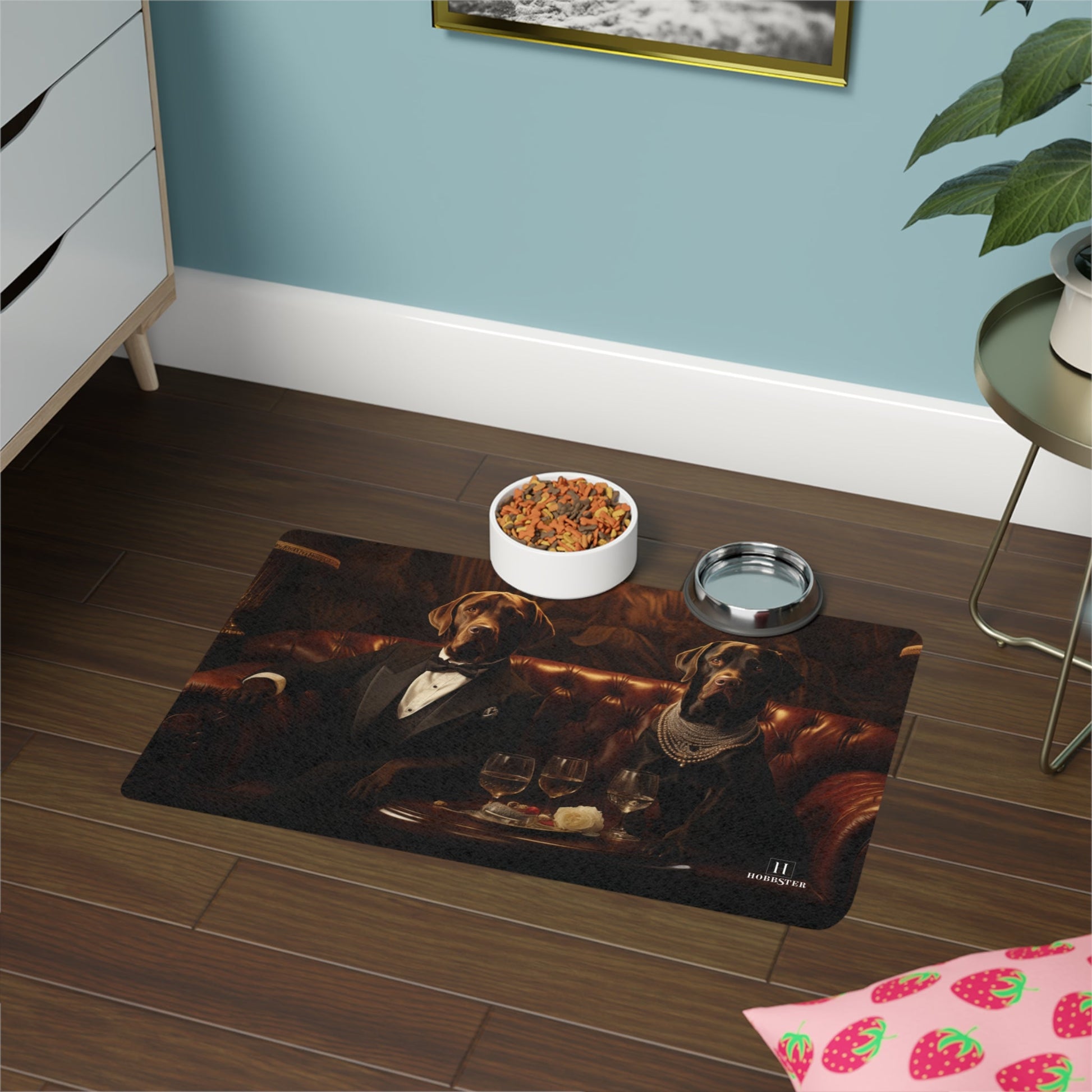 Dog Food Mat Featuring Art Deco Labrador Design - Hobbster