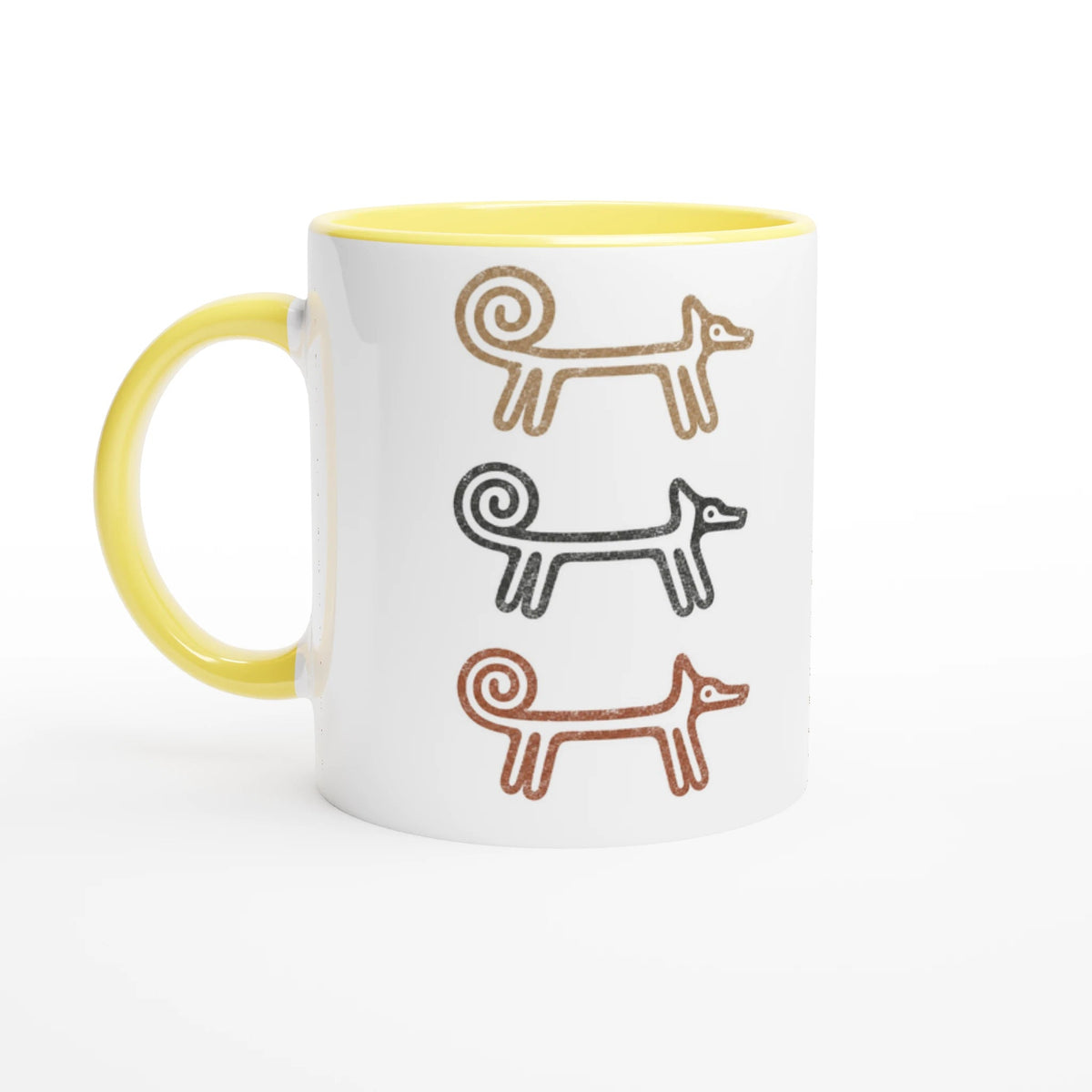 Yellow-handled Dog Totem mug, reverse side