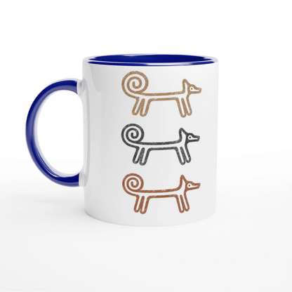 Blue-handled Dog Totem mug, reverse side
