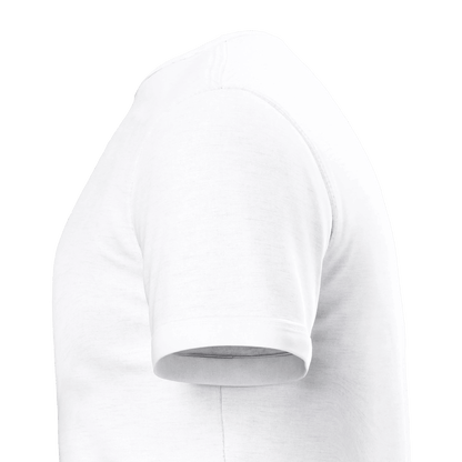 Sleeve detail of the white Dog Totem men's T-shirt