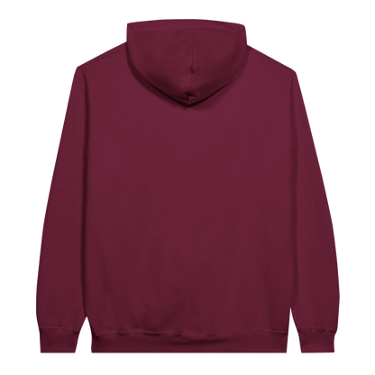 Back view of the maroon Dog Totem women's hoodie