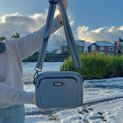 Crossbody Dog Walking Bag - Vegan Leather Slate Blue - Hobbster