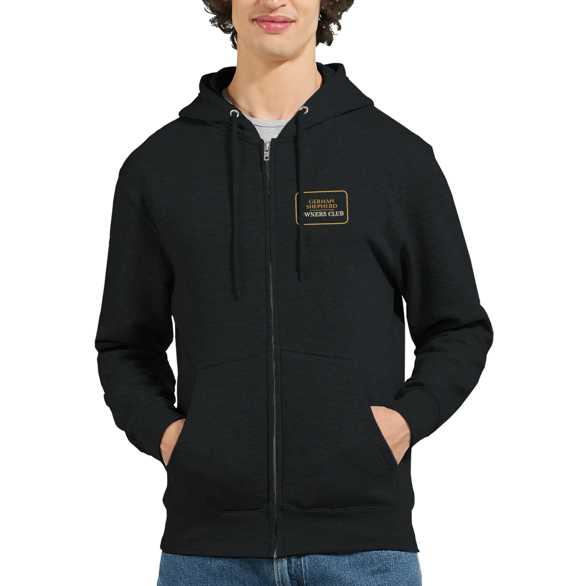German Shepherd Owners Club men's zip hoodie in Black