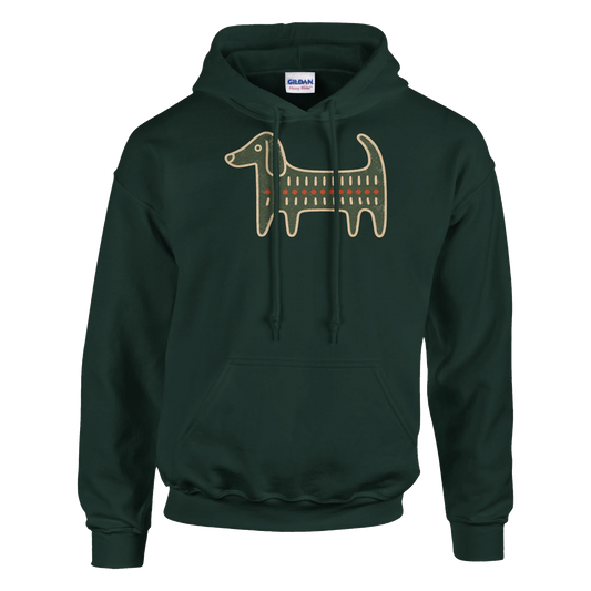 Forest green Retro Folk-Art Green Dog classic men's hoodie