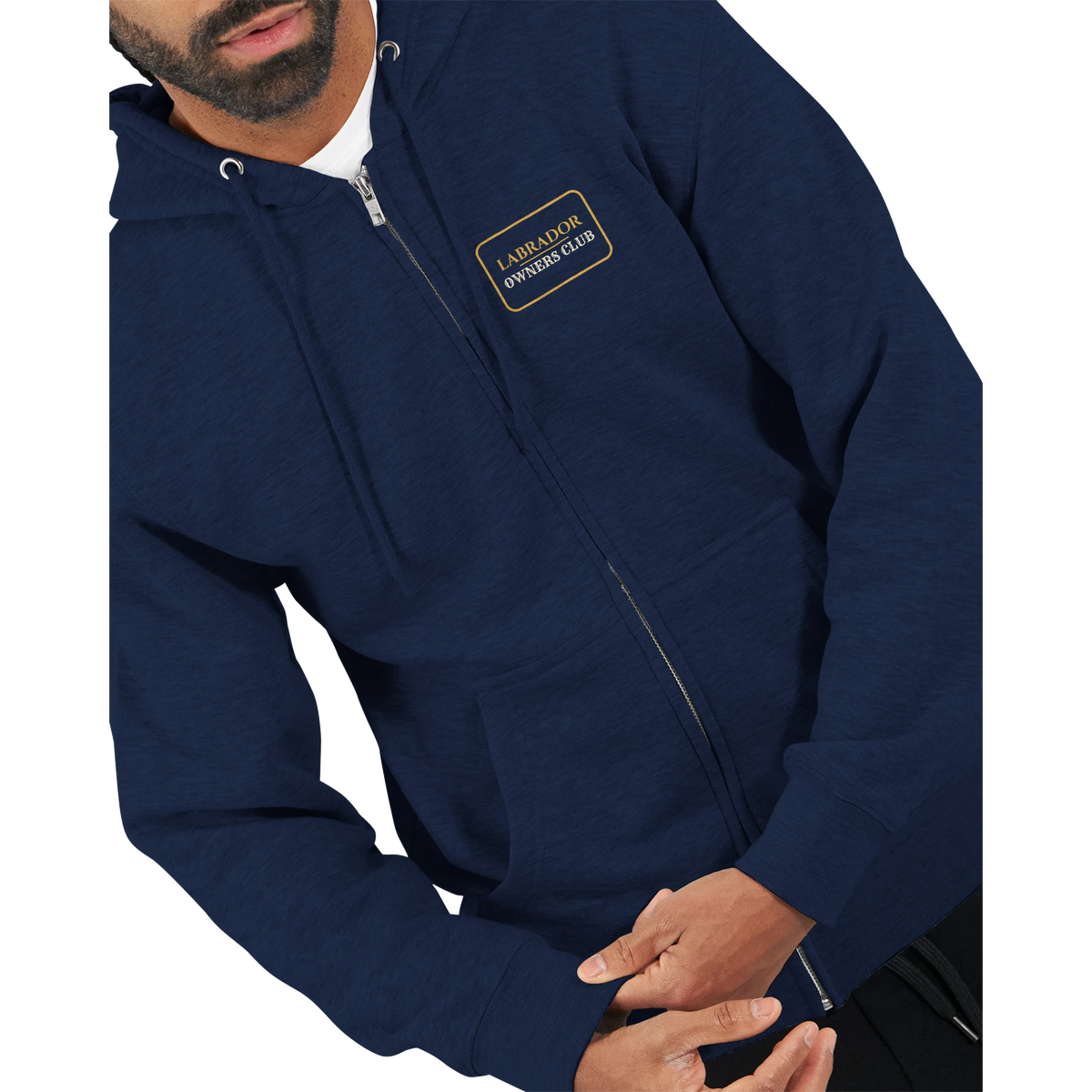 Labrador Owners Club men's zip hoodie in Navy