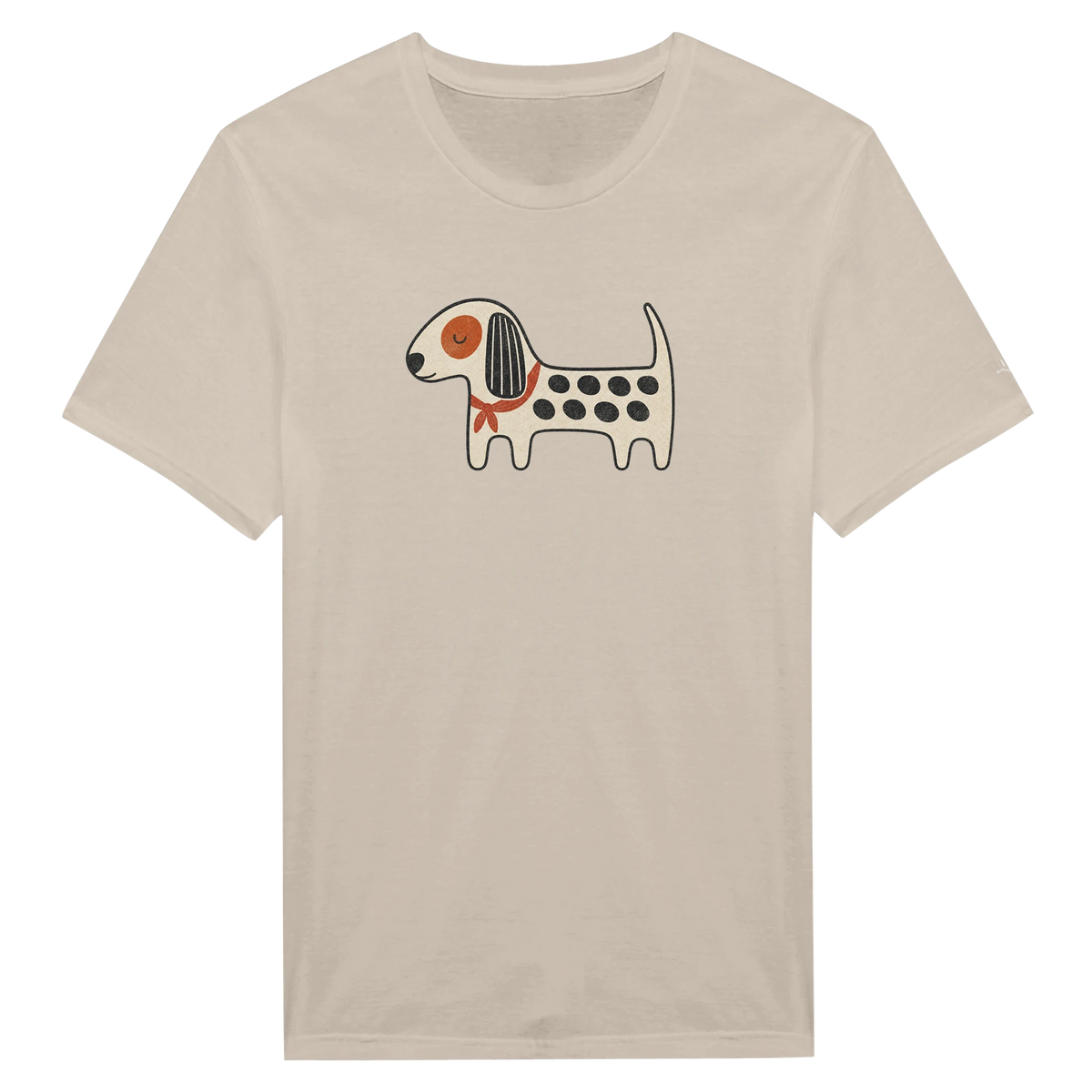 Sand Kawaii Dog women's T-shirt with a smiling spotted dog print