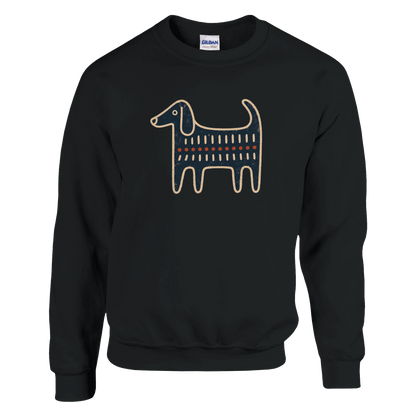 Retro Folk-Art Blue Dog Men's Crewneck Sweatshirt - Hobbster