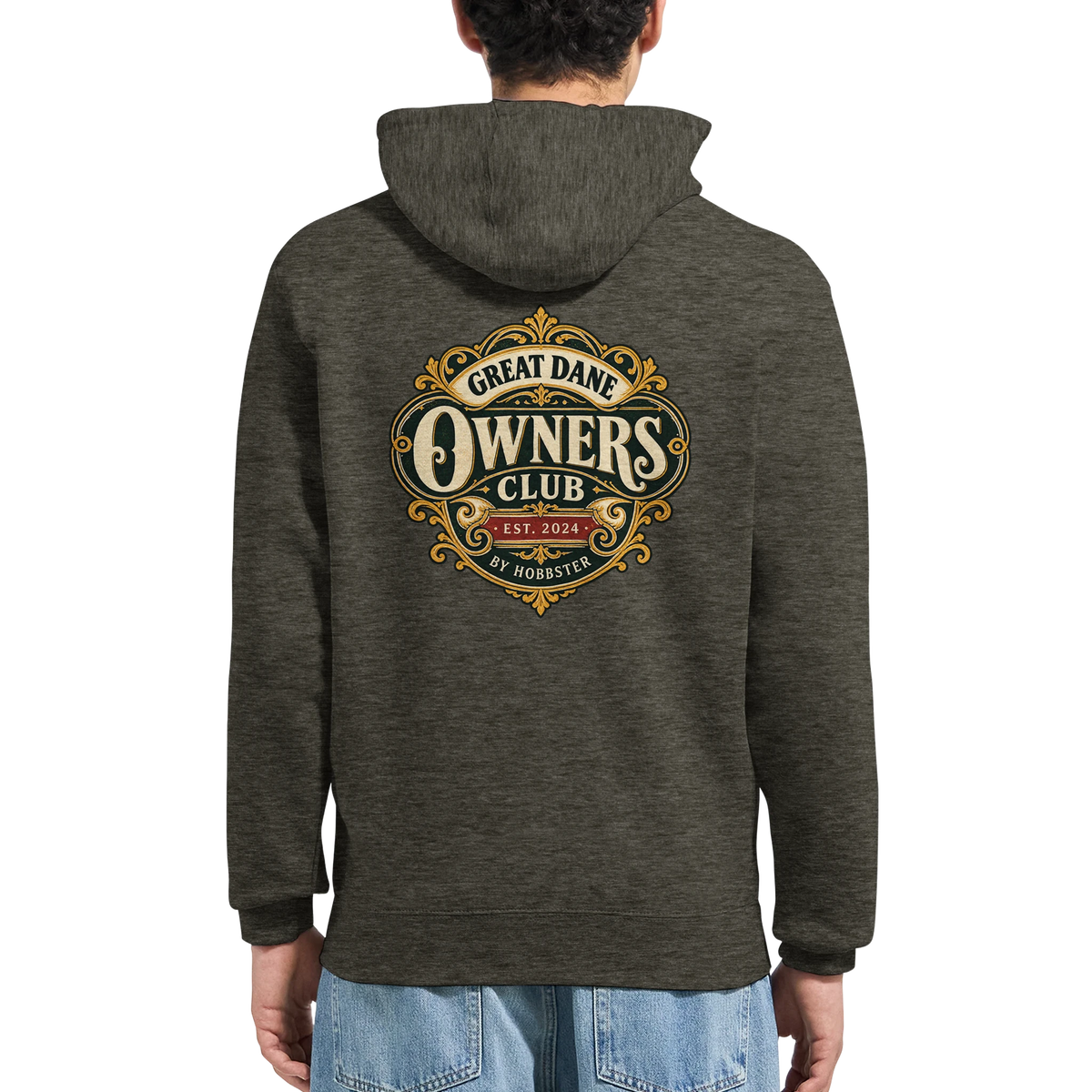Great Dane Owners Club men's zip hoodie in Charcoal Heather