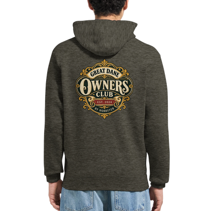 Great Dane Owners Club men's zip hoodie in Charcoal Heather