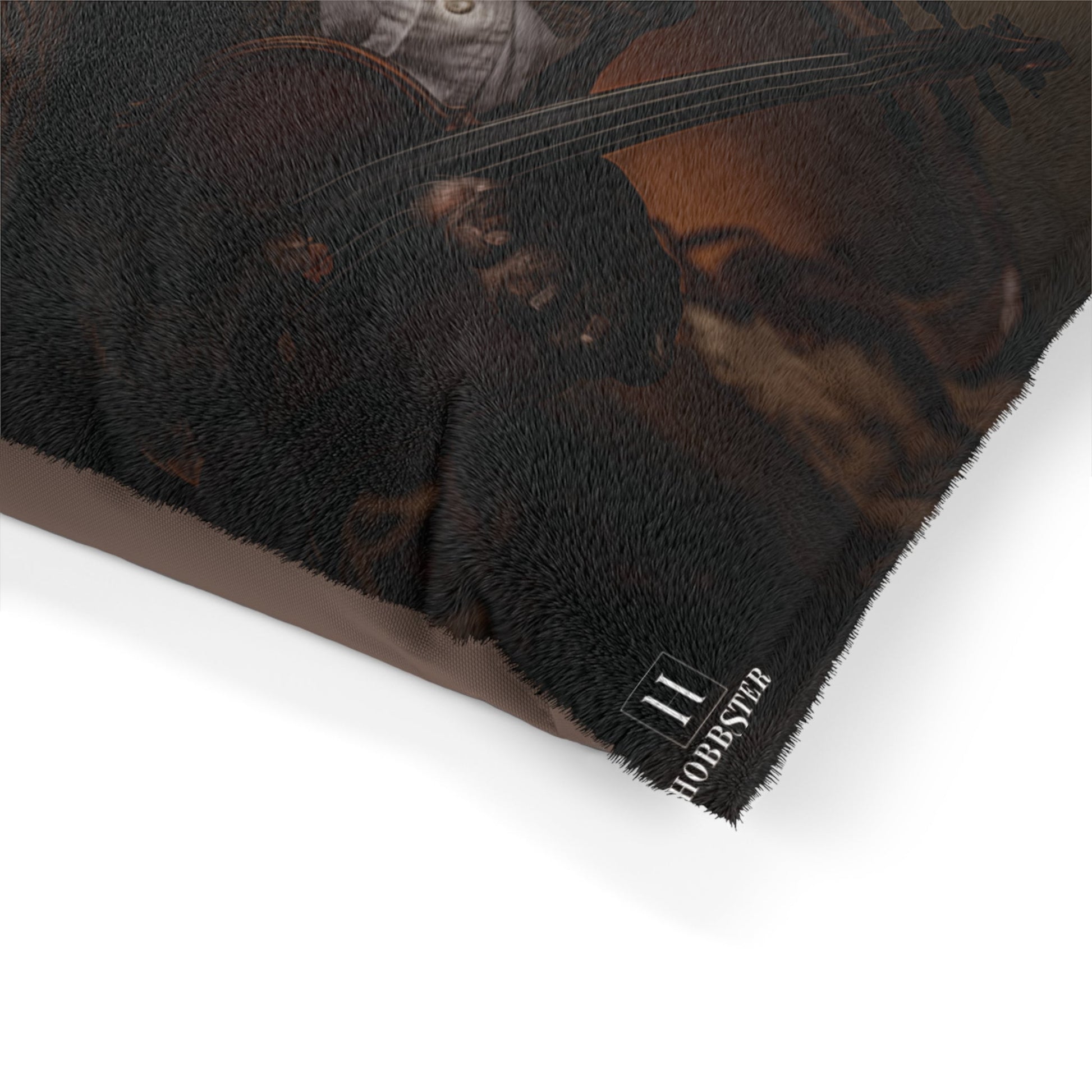 Fleece Dog Bed in Brown with German Short Haired Pointer custom vintage design - Hobbster