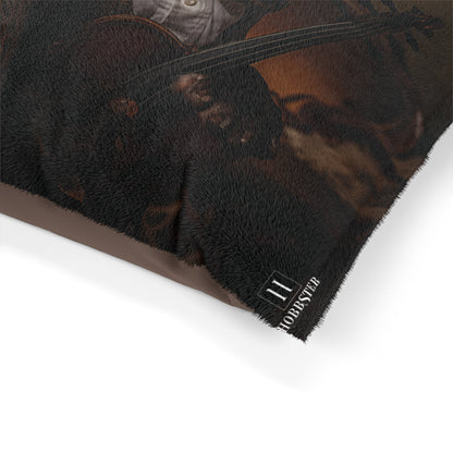 Fleece Dog Bed in Brown with German Short Haired Pointer custom vintage design - Hobbster