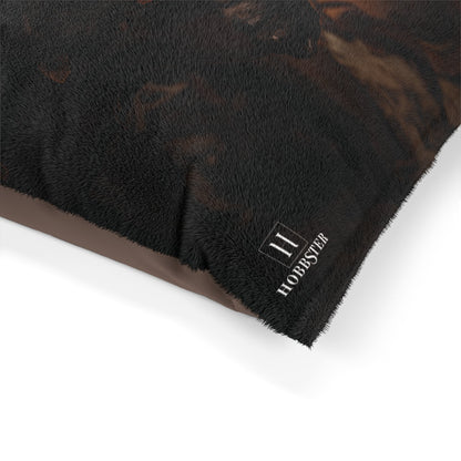 Fleece Dog Bed in Brown with German Short Haired Pointer custom vintage design - Hobbster