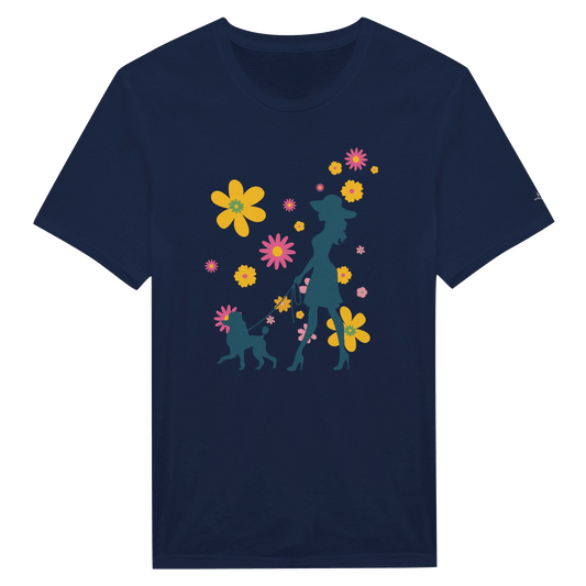 Flower Garden Dog Walk Crewneck Women's T-shirt - Hobbster