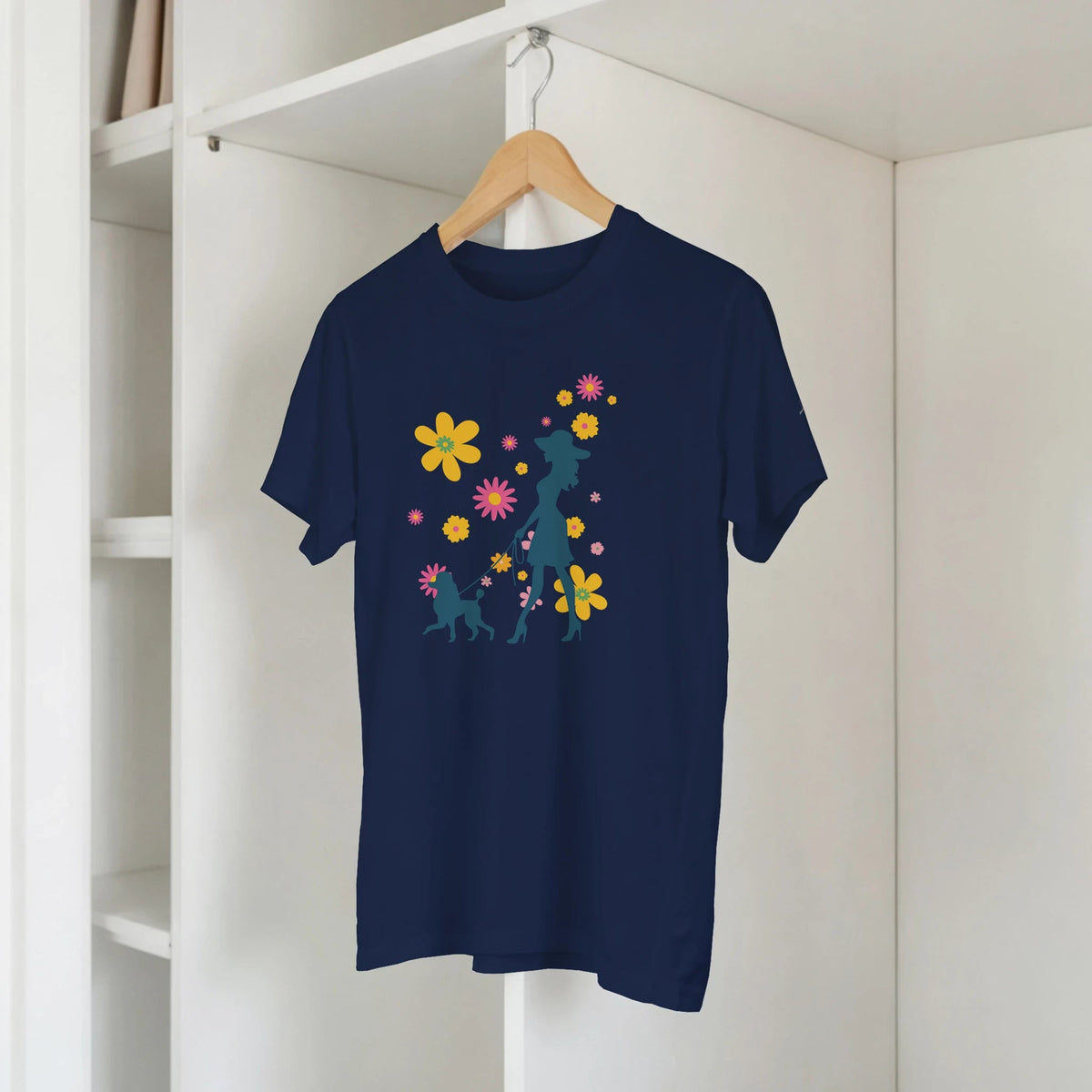 Flower Garden Dog Walk Crewneck Women's T-shirt - Hobbster