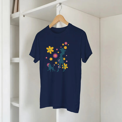 Flower Garden Dog Walk Crewneck Women's T-shirt - Hobbster