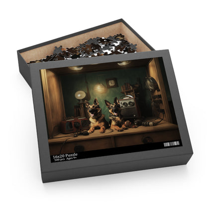 German Shepherd vintage design Jigsaw Puzzle (252 or 500-Piece) - Hobbster