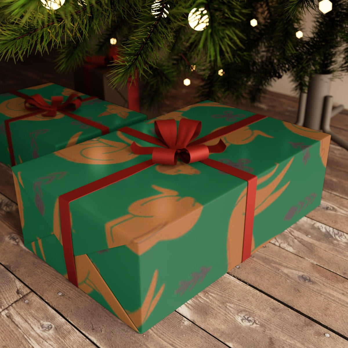 Gift Wrapping Paper Sheets with Multiple Rhodesian Ridgeback Design [Green] - Hobbster