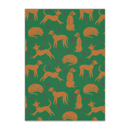 Gift Wrapping Paper Sheets with Multiple Rhodesian Ridgeback Design [Green] - Hobbster