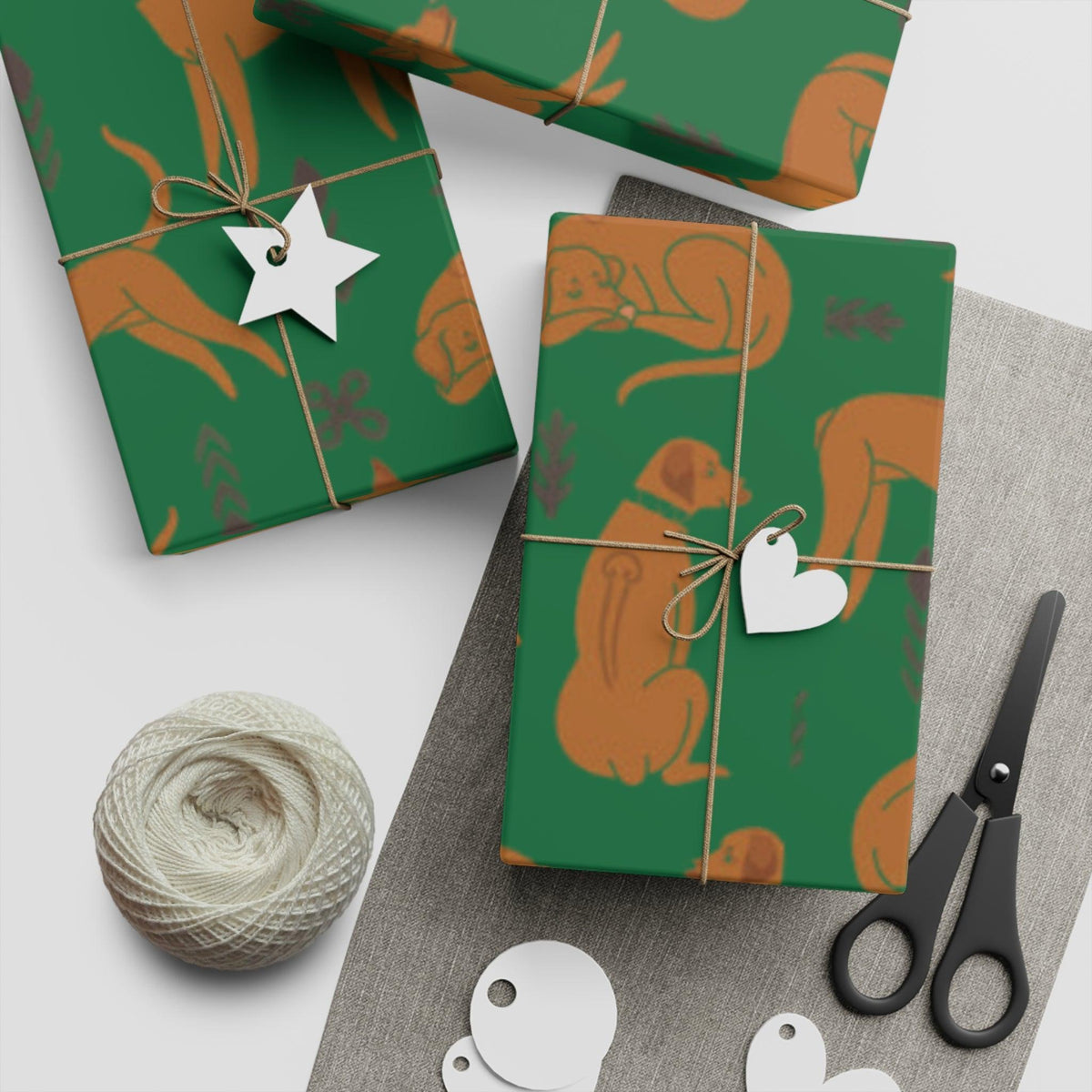 Gift Wrapping Paper Sheets with Multiple Rhodesian Ridgeback Design [Green] - Hobbster