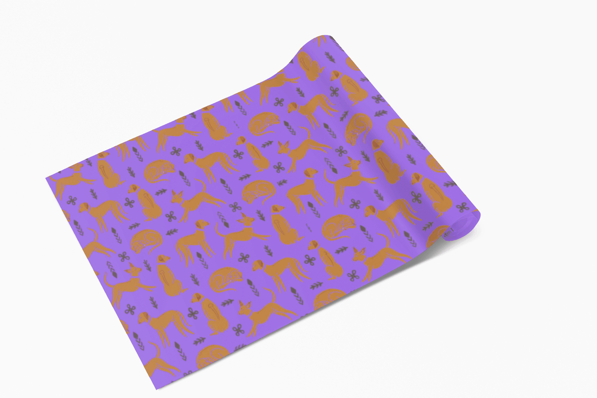 Gift Wrapping Paper Sheets with Multiple Rhodesian Ridgeback Design [Purple] - Hobbster