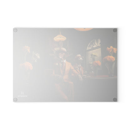 Glass Cutting Board featuring Art Deco Greyhound Design - Hobbster
